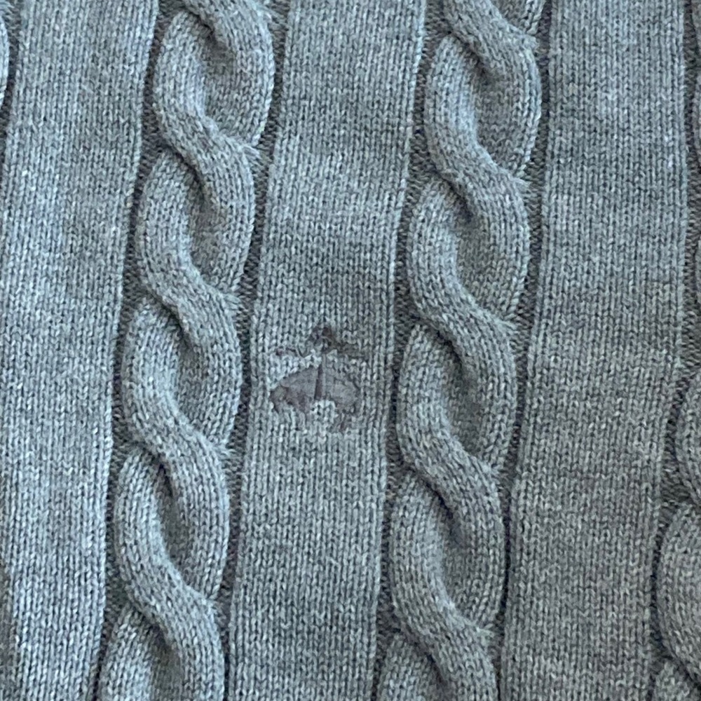Brooks Brothers Sweater Mens Medium Grey Cable Knit Crew Neck Cotton Pullover - Picture 5 of 12